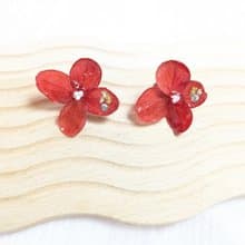 | 訂製 | 酒紅繡球花耳環 | 一對
