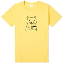 Cat Coffee 中性短袖T恤 黃色 貓咪咖啡狗趣味貓之日禮物文青