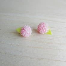 粉紅雙色繡球花  純銀耳環/耳夾