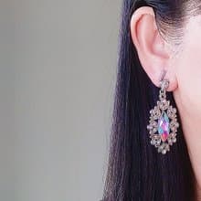 vintage jewelry  古董萊茵夾式耳環  王后之鏡