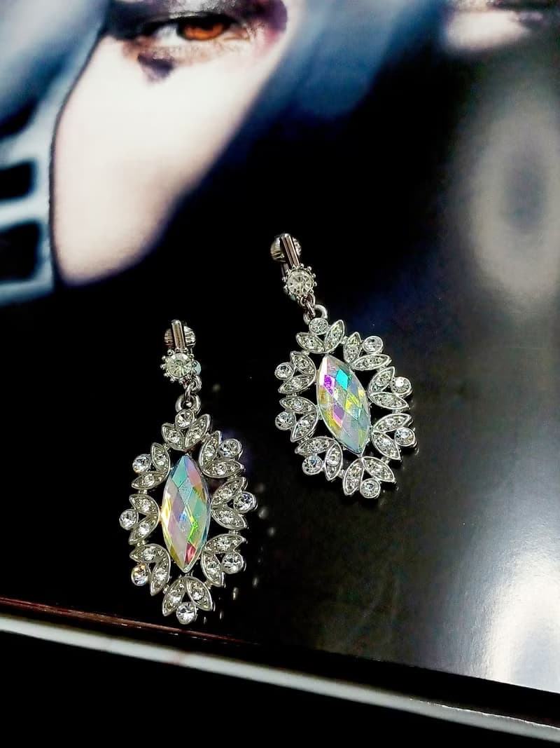 vintage jewelry  古董萊茵夾式耳環  王后之鏡