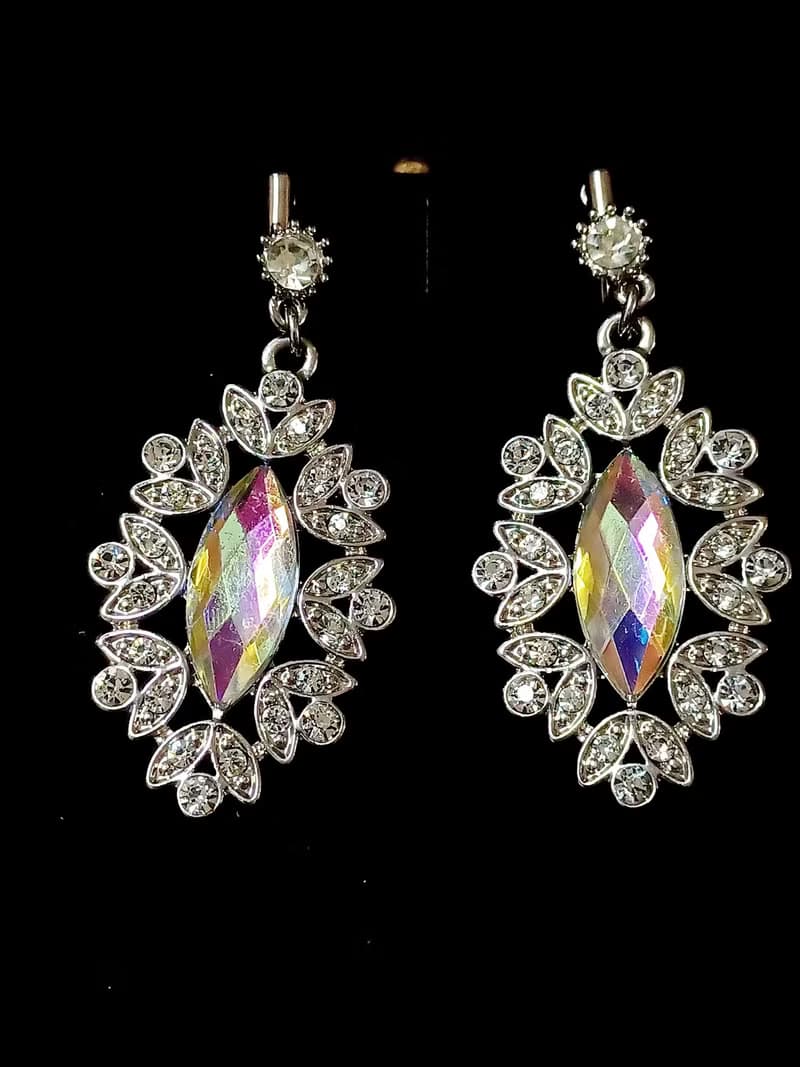 vintage jewelry  古董萊茵夾式耳環  王后之鏡