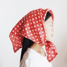 紅色圓點亞麻 白色小波點 多用途親子手帕 方巾 秋冬圍巾