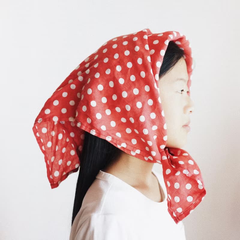 紅色圓點亞麻 白色小波點 多用途親子手帕 方巾 秋冬圍巾