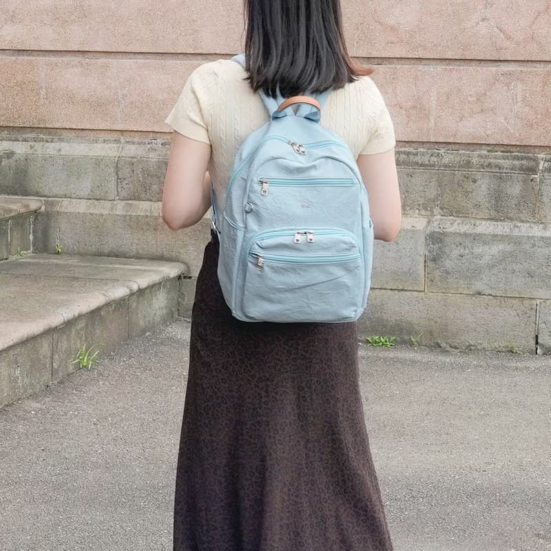 (粉嫩藍)必buy輕盈紙感旅行後背包33531