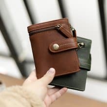 【24hr快速出貨】雙拉鍊扣式英倫風短夾-075022 三色 母錢包 中夾