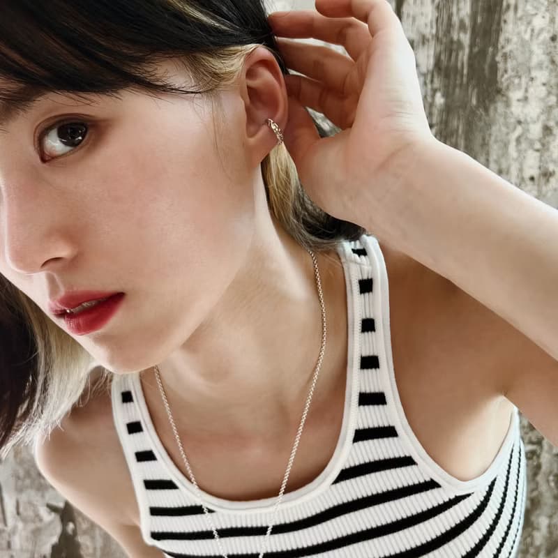 【禮物】溶流銀石 純銀無痛耳骨夾 中性男女耳飾イヤーカフ