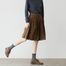 法式復古 少女趣味可愛燈芯絨咖啡色百褶半身裙