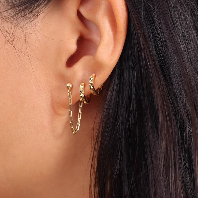 s925銀幾何切面圓形車花耳環設計感簡約百搭素圈耳扣 聖誕禮物