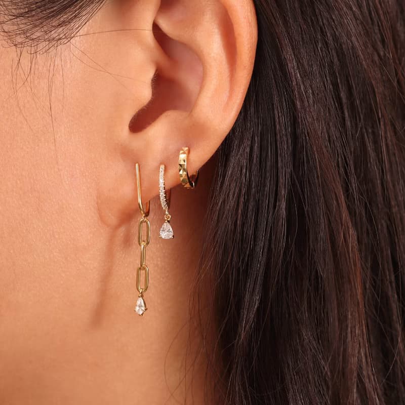 s925銀幾何切面圓形車花耳環設計感簡約百搭素圈耳扣 聖誕禮物