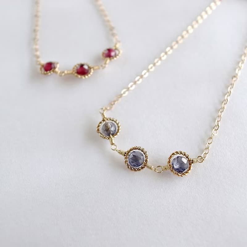 14KGF 石榴石/堇青石 天然石手鍊 腳鍊 可自選寶石搭配