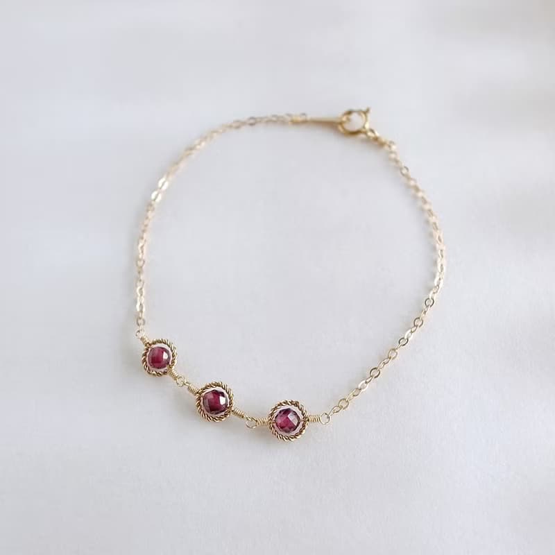 14KGF 石榴石/堇青石 天然石手鍊 腳鍊 可自選寶石搭配