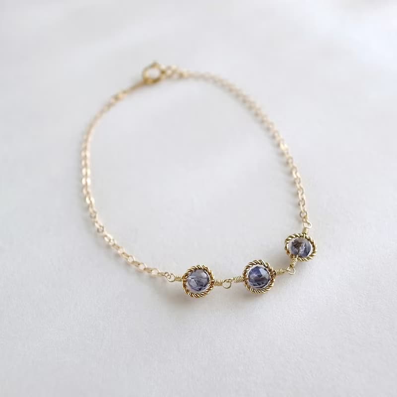 14KGF 石榴石/堇青石 天然石手鍊 腳鍊 可自選寶石搭配