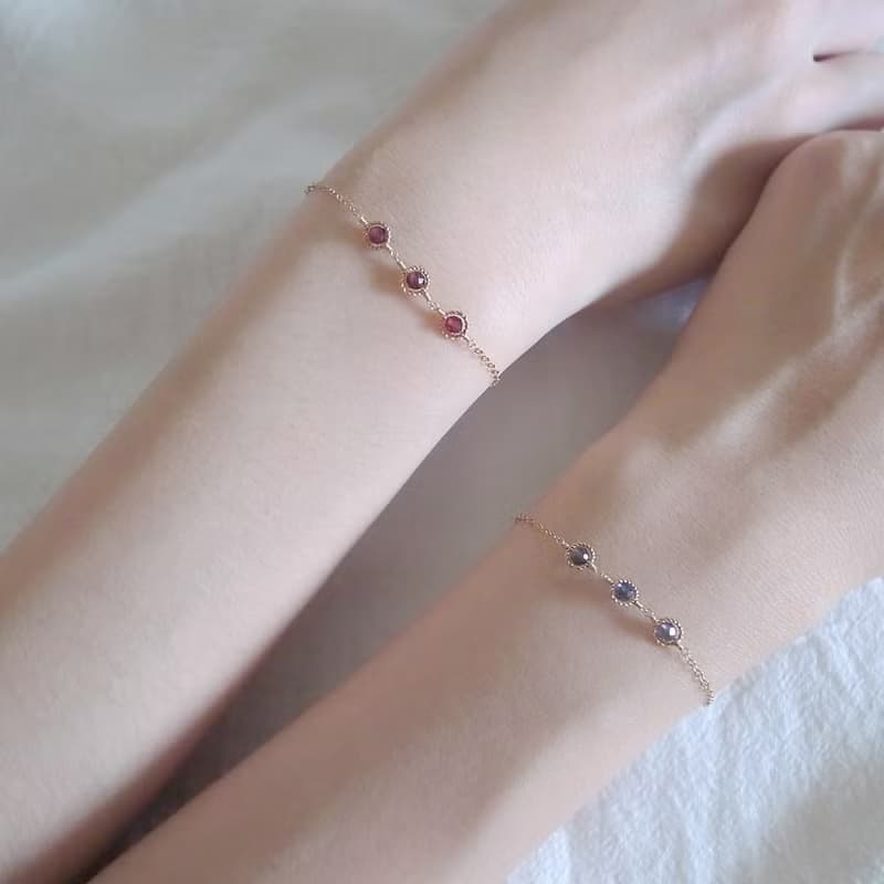 14KGF 石榴石/堇青石 天然石手鍊 腳鍊 可自選寶石搭配