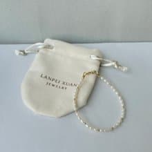 小米粒 天然 淡水珍珠 × 14KGF 小金豆手鍊 極細光系列