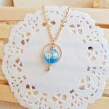 妍語手作 14K包金 項鍊 吊墜 雪世界 雪花 白雪 水鑽 禮物 手工