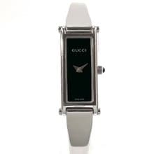 【日本直送 中古美品】グッチ GUCCI 腕時計 1500L ステンレススチール シルバー/ブラック クオーツ ヴィンテージ バングルウォッチ
