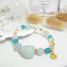 海藍寶龍龜設計款手鍊/助事業招財/增強溝通能力之水晶