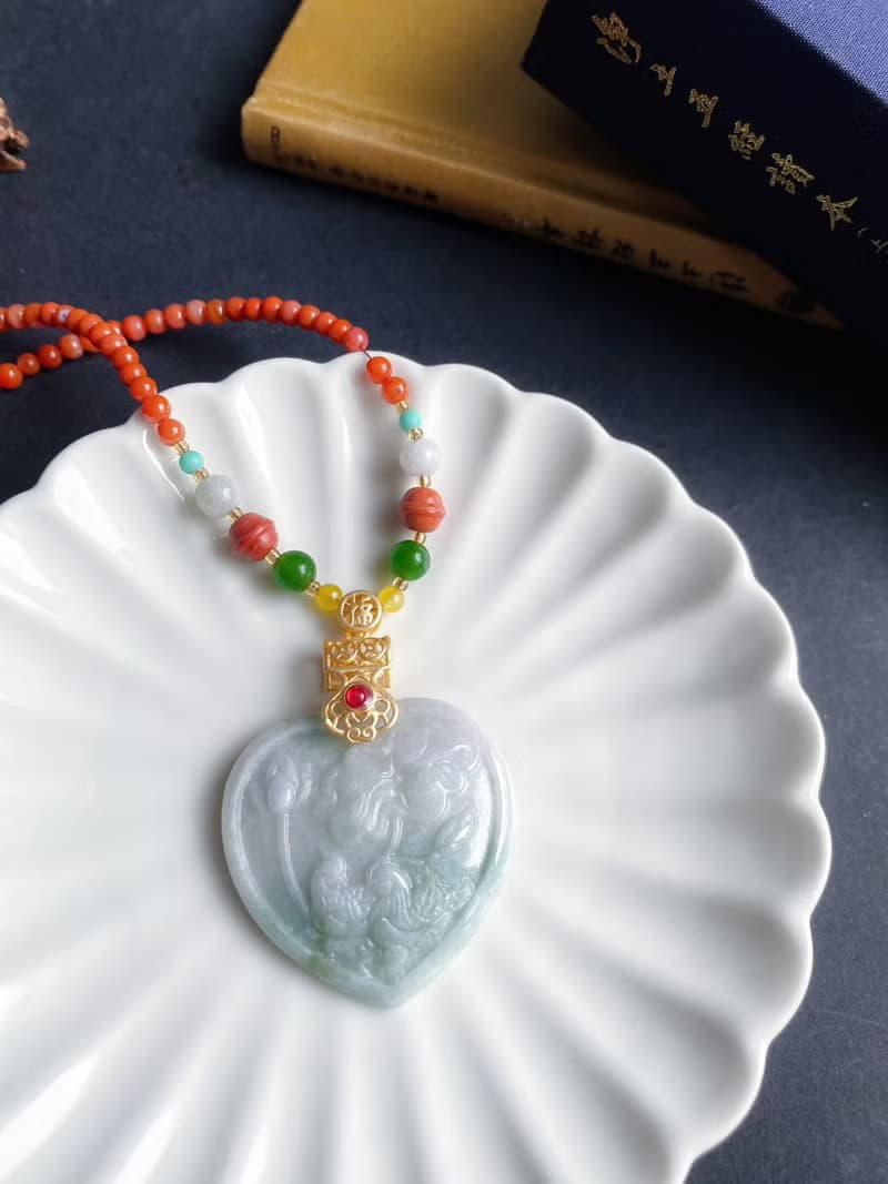 天然緬甸玉翡翠【鴛鴦】結婚禮物 項鍊 禮物 永結同心 永裕愛河