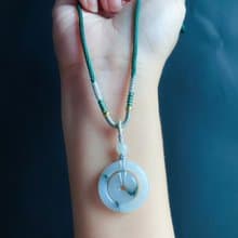 天然緬甸玉翡翠 飄花 子母扣 項鍊 禮物 長輩禮 jadeite 小孩配戴