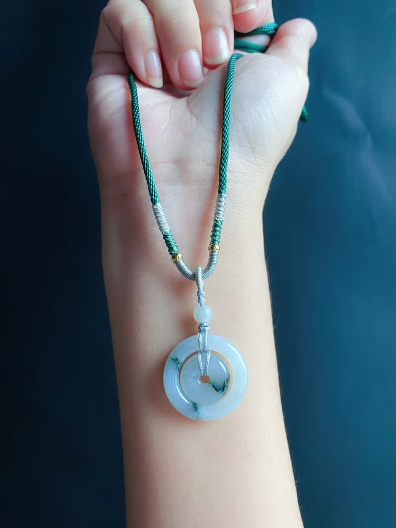 天然緬甸玉翡翠 飄花 子母扣 項鍊 禮物 長輩禮 jadeite 小孩配戴