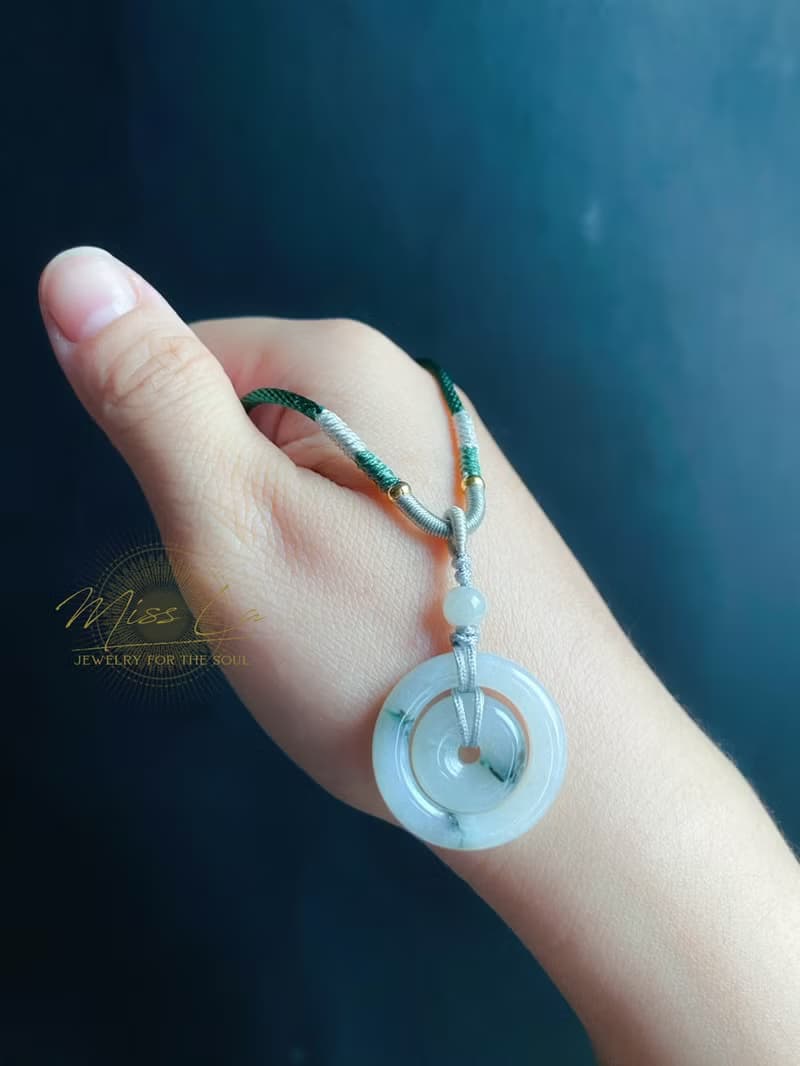 天然緬甸玉翡翠 飄花 子母扣 項鍊 禮物 長輩禮 jadeite 小孩配戴