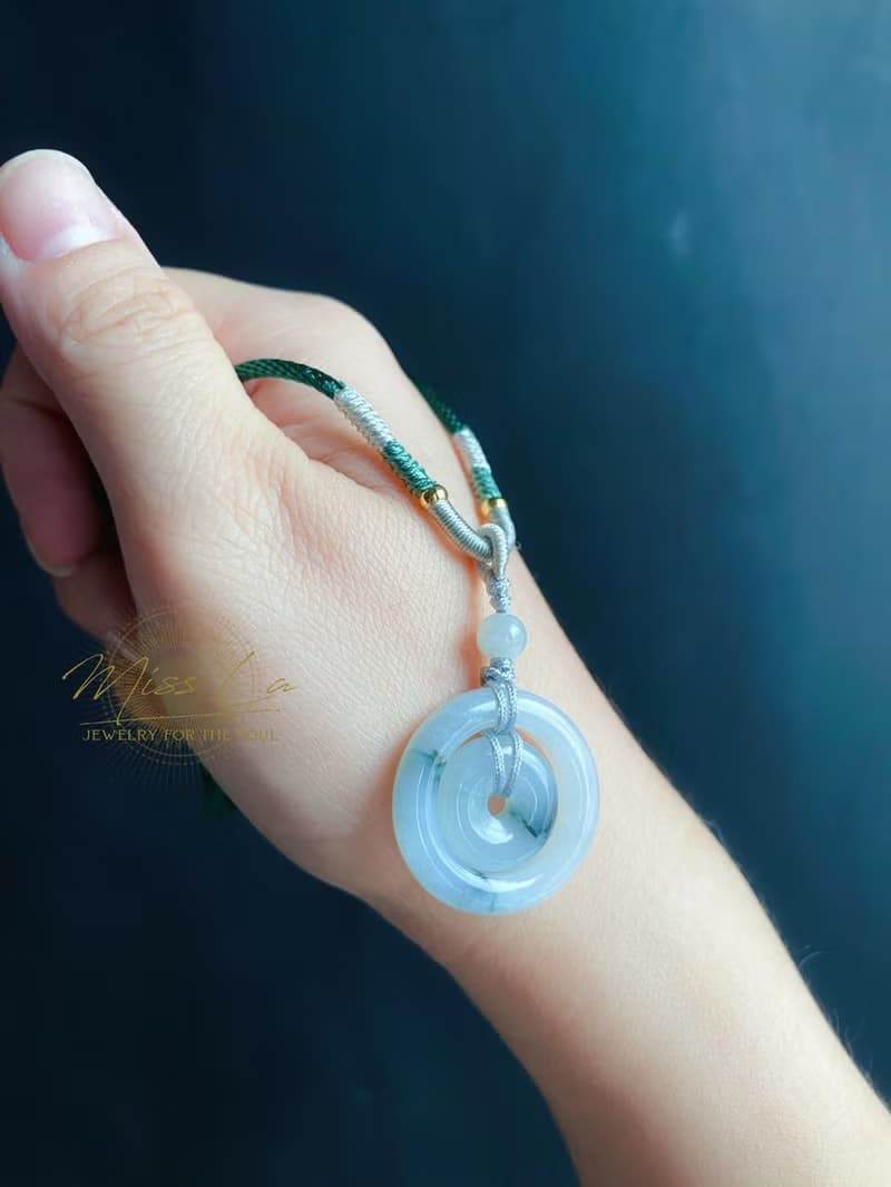 天然緬甸玉翡翠 飄花 子母扣 項鍊 禮物 長輩禮 jadeite 小孩配戴