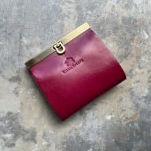 お札を折らない二つ折り財布avanico half ベルギー最高級レザー　アザレアピンクとマルチカラー