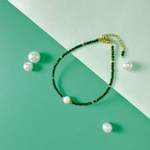 巴洛克珍珠綠瑪瑙316醫療鋼手鍊/寶石手鍊 珍珠 天然石 抗敏鋼