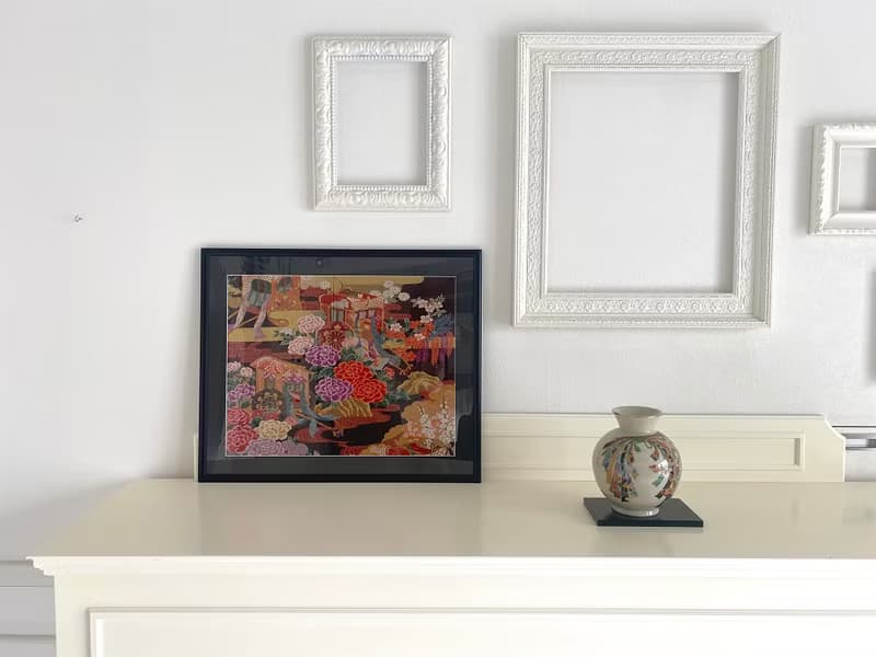 きものアート38　vintage fabric　御所車　引越新築祝い　和モダンインテリア　きものアートパネル made in japan