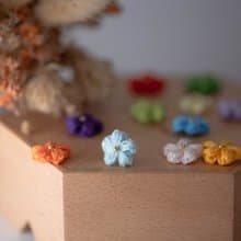 【泡芙花】 耳環 微鉤 針織 小花 耳飾 耳夾 手作