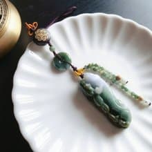 天然緬甸玉 翡翠 螭龍 平安扣 如意 一葉致富 發財 包掛 禮物