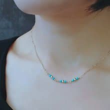 迷你天然頂級睡美人土耳其石  14Kgf 包金 裸感項鍊 日常疊搭