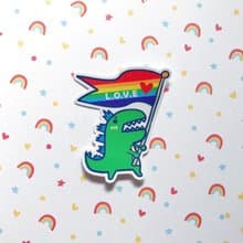 防水貼紙-彩虹系列 -彩虹應援恐龍