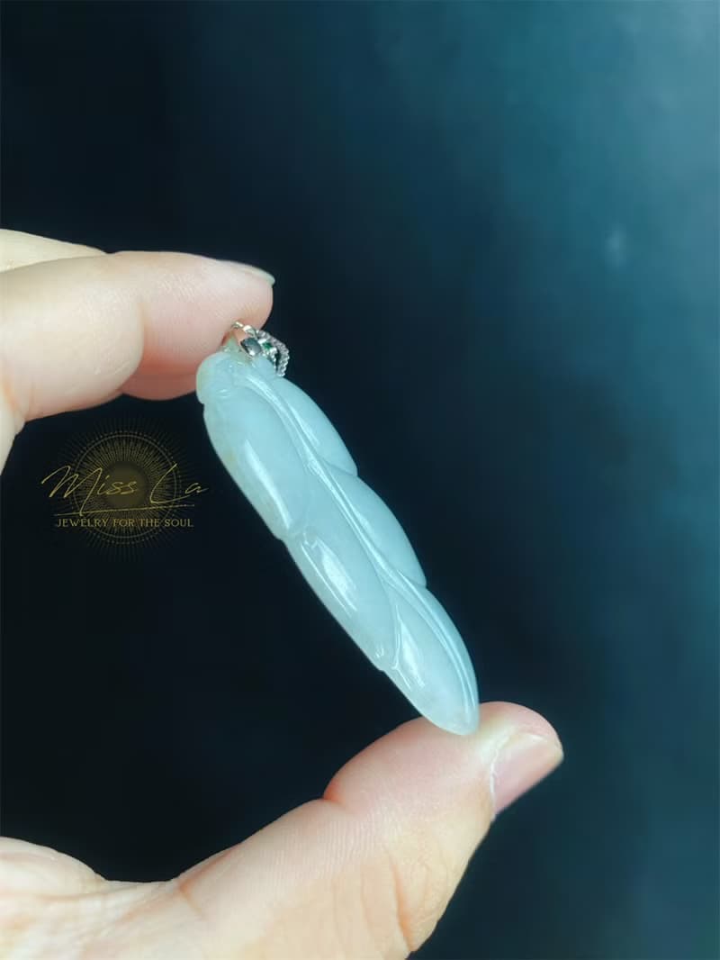 天然緬甸玉翡翠 冰綠底 葉子 金枝玉葉 項鍊 s925 玉石 禮物