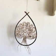 【好日戀物】德國vintage一棵大樹古董手工刺繡棒槌蕾絲裝飾掛飾