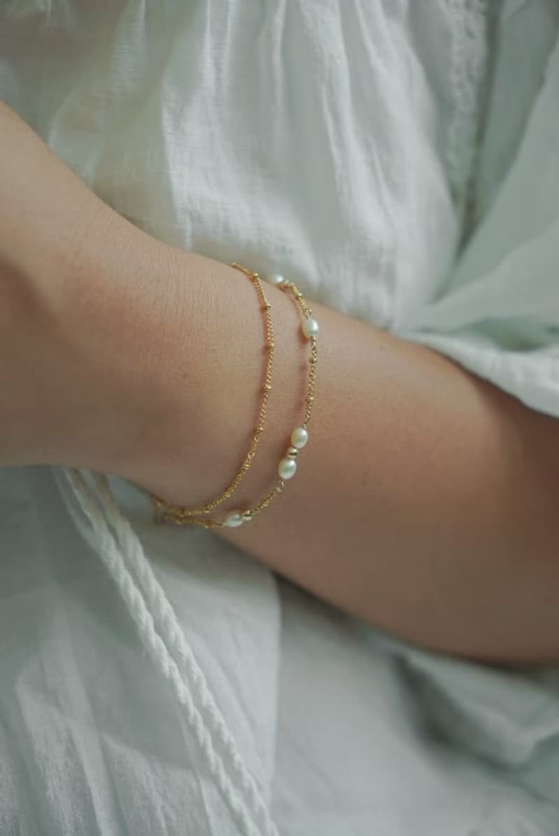 ARAE 不規則珍珠手鍊/腳鍊 SV925/14KGF 不褪色