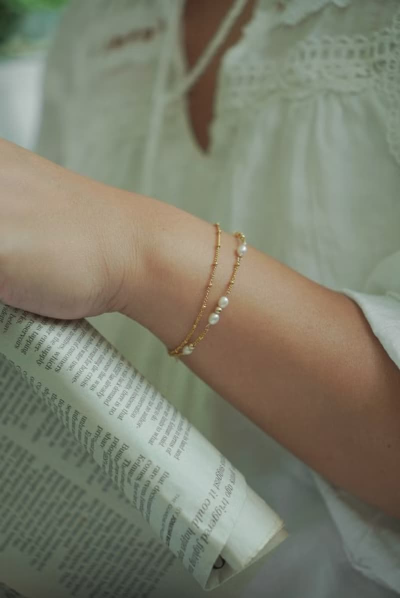 ARAE 不規則珍珠手鍊/腳鍊 SV925/14KGF 不褪色