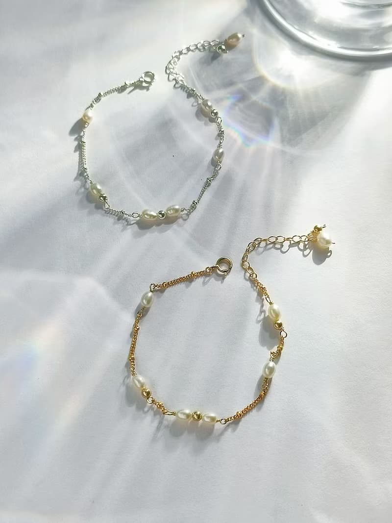 ARAE 不規則珍珠手鍊/腳鍊 SV925/14KGF 不褪色