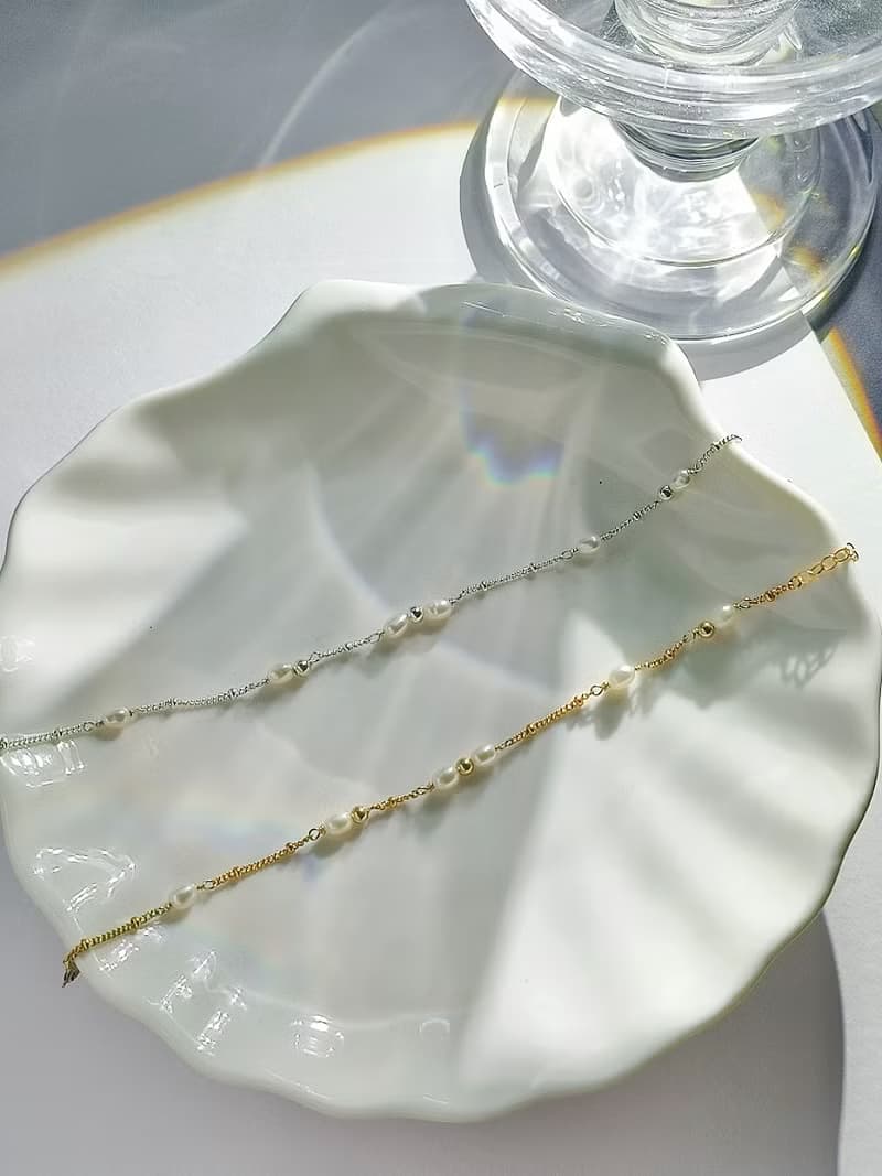 ARAE 不規則珍珠手鍊/腳鍊 SV925/14KGF 不褪色