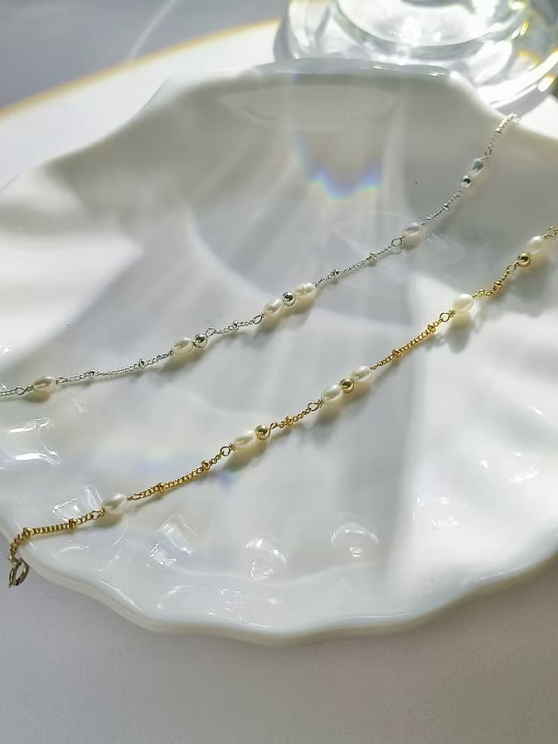 ARAE 不規則珍珠手鍊/腳鍊 SV925/14KGF 不褪色