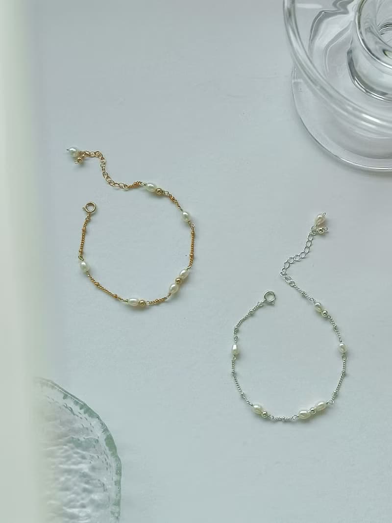 ARAE 不規則珍珠手鍊/腳鍊 SV925/14KGF 不褪色