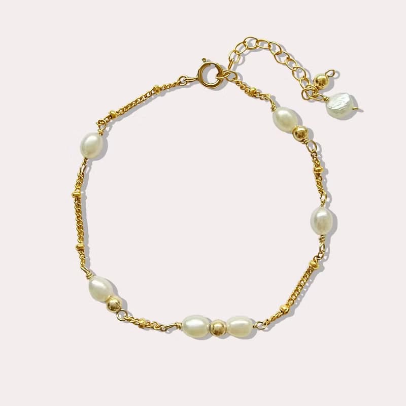 ARAE 不規則珍珠手鍊/腳鍊 SV925/14KGF 不褪色