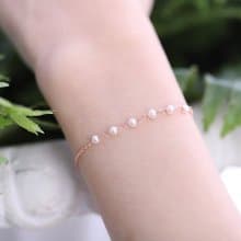 天然淡水珍珠925純銀鍍玫瑰金人魚的眼淚手鍊