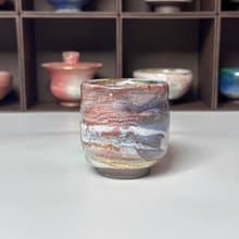 開片系列- 火燒雲志野鎏金杯-凝香茶杯-容量約100cc