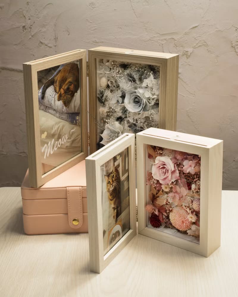 情人節馬卡龍永生花禮 玫瑰覆盆子寶盒相框