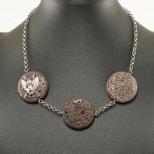 Silver Fly Brown Lava Stone Chocolate Brown Cookies Boho Choker Necklace Jewelry