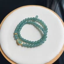 天然A貨藍水翡翠手鏈雙圈搭配古法葫蘆 翡翠跑環福祿雙全翡翠手串
