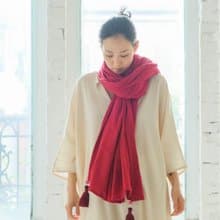 OMAKE 雙層紗流蘇圍巾 聖誕紅