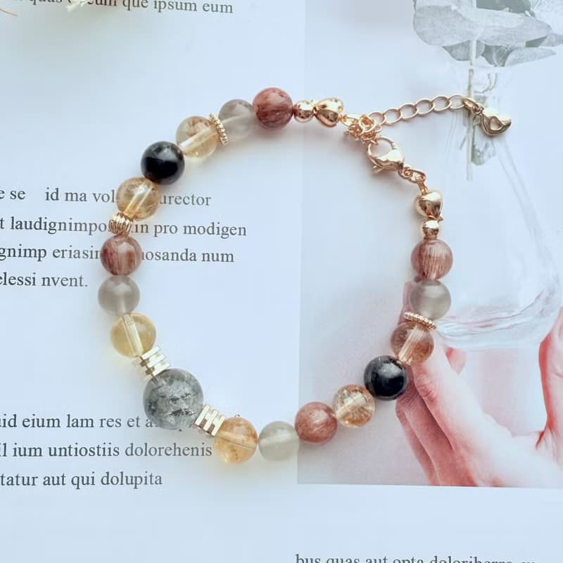 金根之光手鍊・閃靈鑽、黃塔晶、彩月光、銅髮晶、黑龍晶